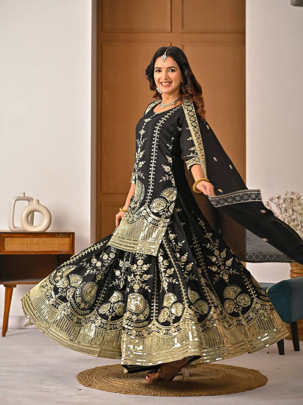 Timeless Charm: Black Embroidered Ethnic Ensemble