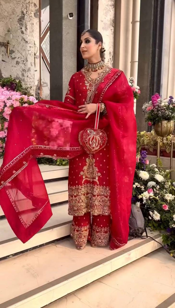 Radiant Elegance: The Red Wedding Ensemble