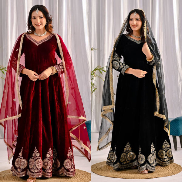 Timeless Beauty: Red and Black Attire