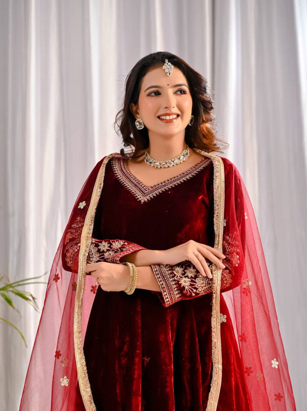 Timeless Beauty: Red and Black Attire