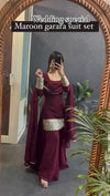 Maroon Garara Suit Heavy Star Georgette Silk Embroidery Work Sharara Suit