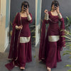 Maroon Garara Suit Heavy Star Georgette Silk Embroidery Work Sharara Suit