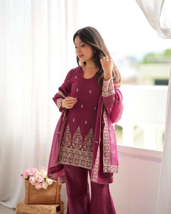 Elegant Suit with Gold Embroidery