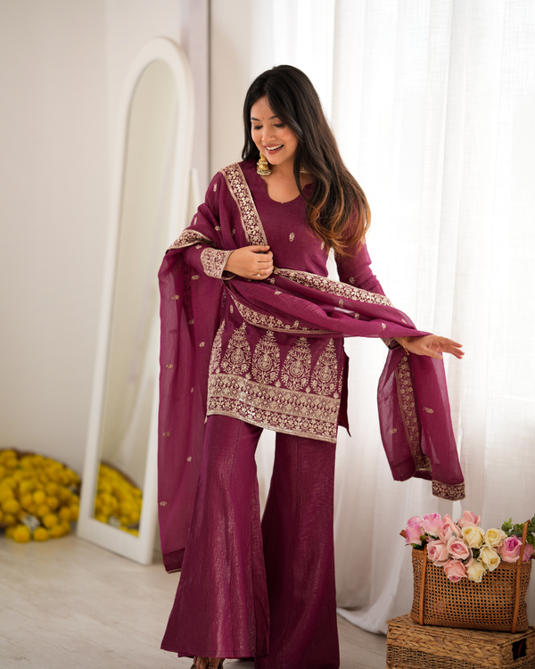 Elegant Suit with Gold Embroidery