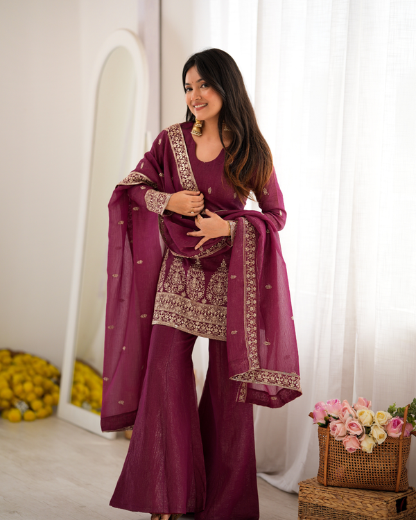 Elegant Suit with Gold Embroidery