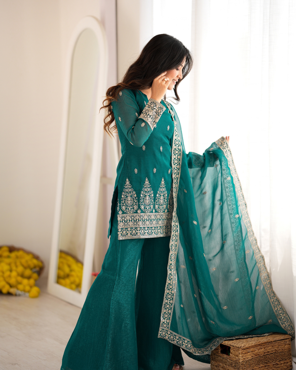 Elegant Suit with Gold Embroidery