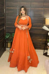 Chic and Stunning Orange Floor-Length Dress