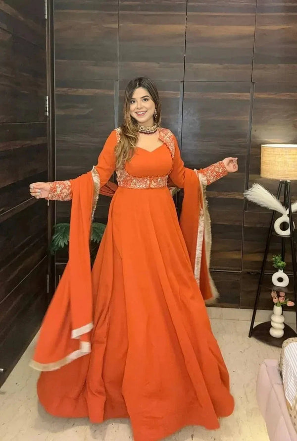 Chic and Stunning Orange Floor-Length Dress
