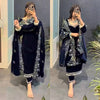 Midnight Blue Velvet Embroidered Elegance