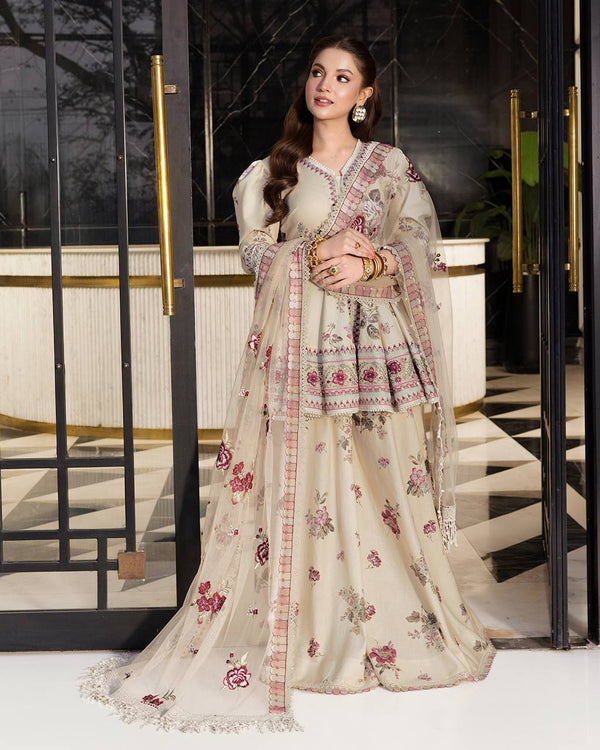 Graceful Ivory Sharara With Embroidery