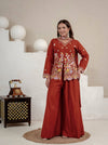 Designer Rust Embroidered Palazzo Suit Set