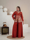 Designer Rust Embroidered Palazzo Suit Set