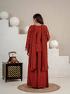 Designer Rust Embroidered Palazzo Suit Set