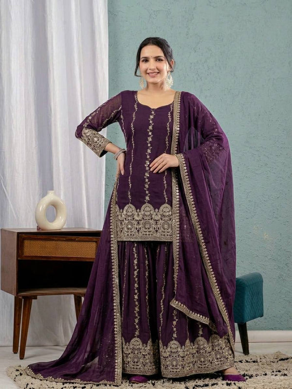 Luxury Purple Festive Ethnic Wear Set