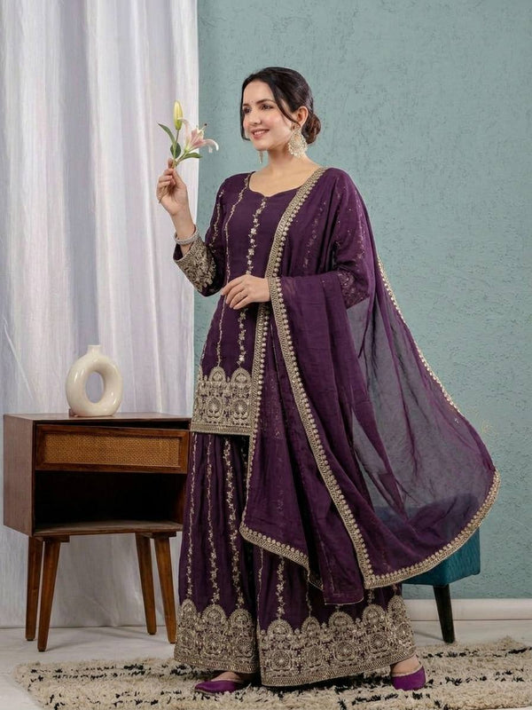 Luxury Purple Festive Ethnic Wear Set