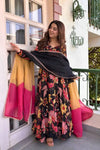 Chic Black and Pink Floral Ensemble