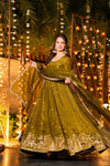 Elegance in Olive Green Attire