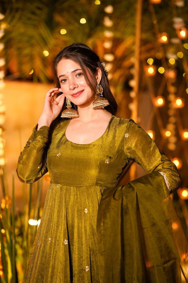 Elegance in Olive Green Attire